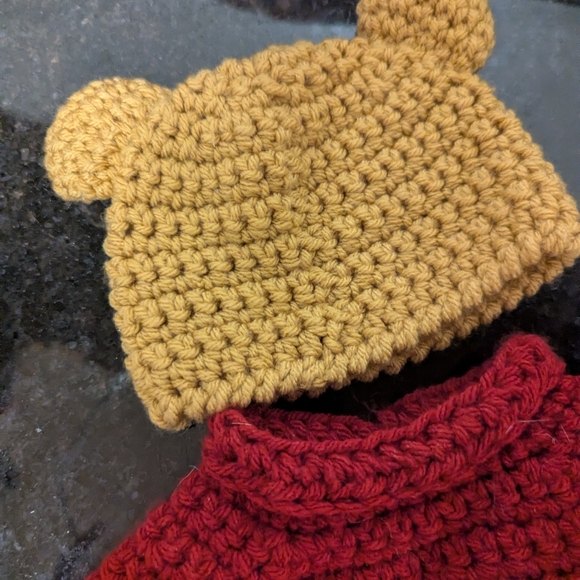 Handmade Crotchet Winnie The Pooh 3 Piece Baby Outfit Set Newborn Photography - Picture 4 of 6